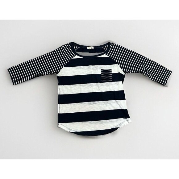 Women's AEROPOSTALE Stretch Long Sleeve WHITE & BLACK Striped Shirt Cotton large - Picture 1 of 7
